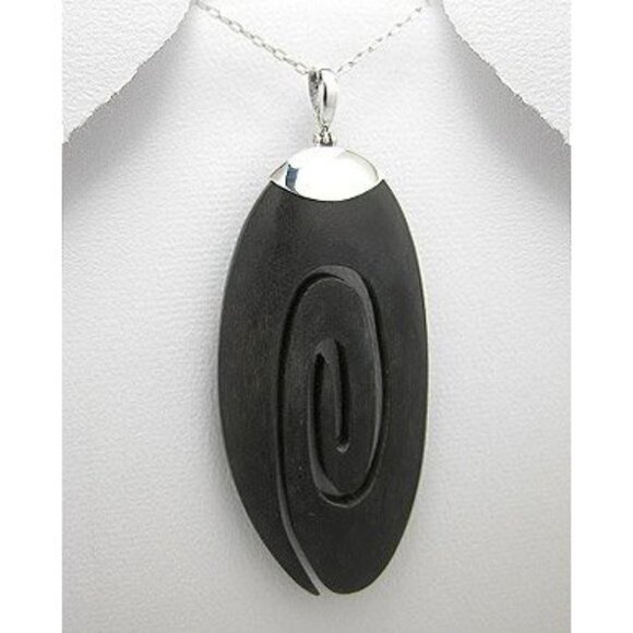 Sterling Silver Large Wood Swirl Pendant - 3.5" - NEW - Picture 6 of 6